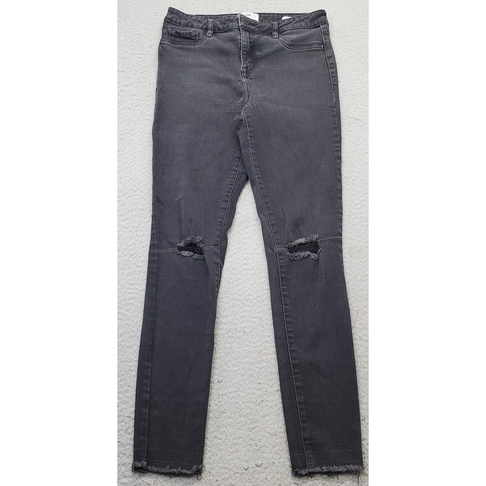 William Rast Skinny Jeans Womens 29 Black Denim High Rise Distressed Raw Hem